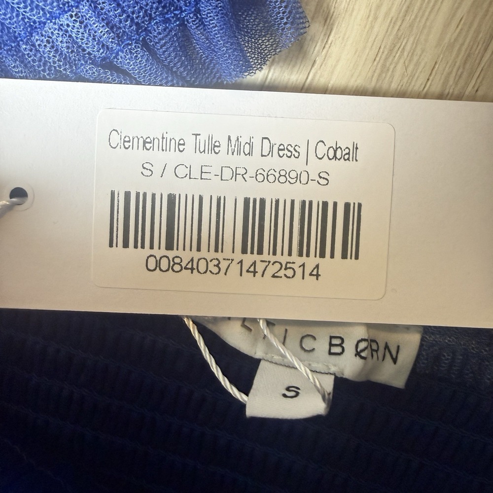 NWT Baltic Born Clementine Tulle Midi Dress Blue Floral Tiered Small New Cobalt - Picture 4 of 5